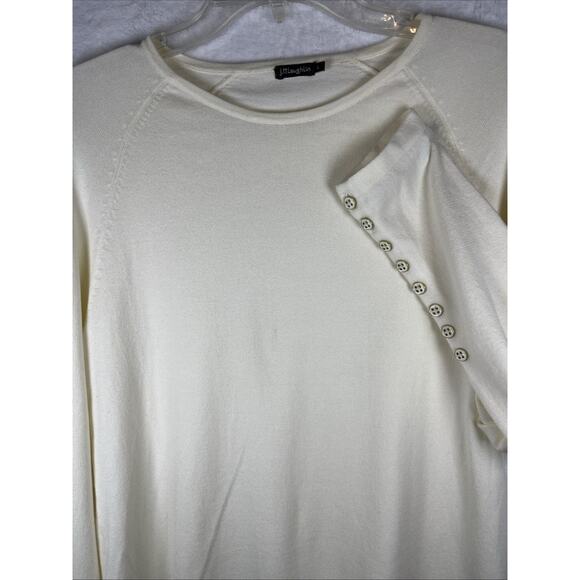 J Mclaughlin Sweater Womens Large Beige Cotton Modal Pullover Button Accent - Picture 1 of 10